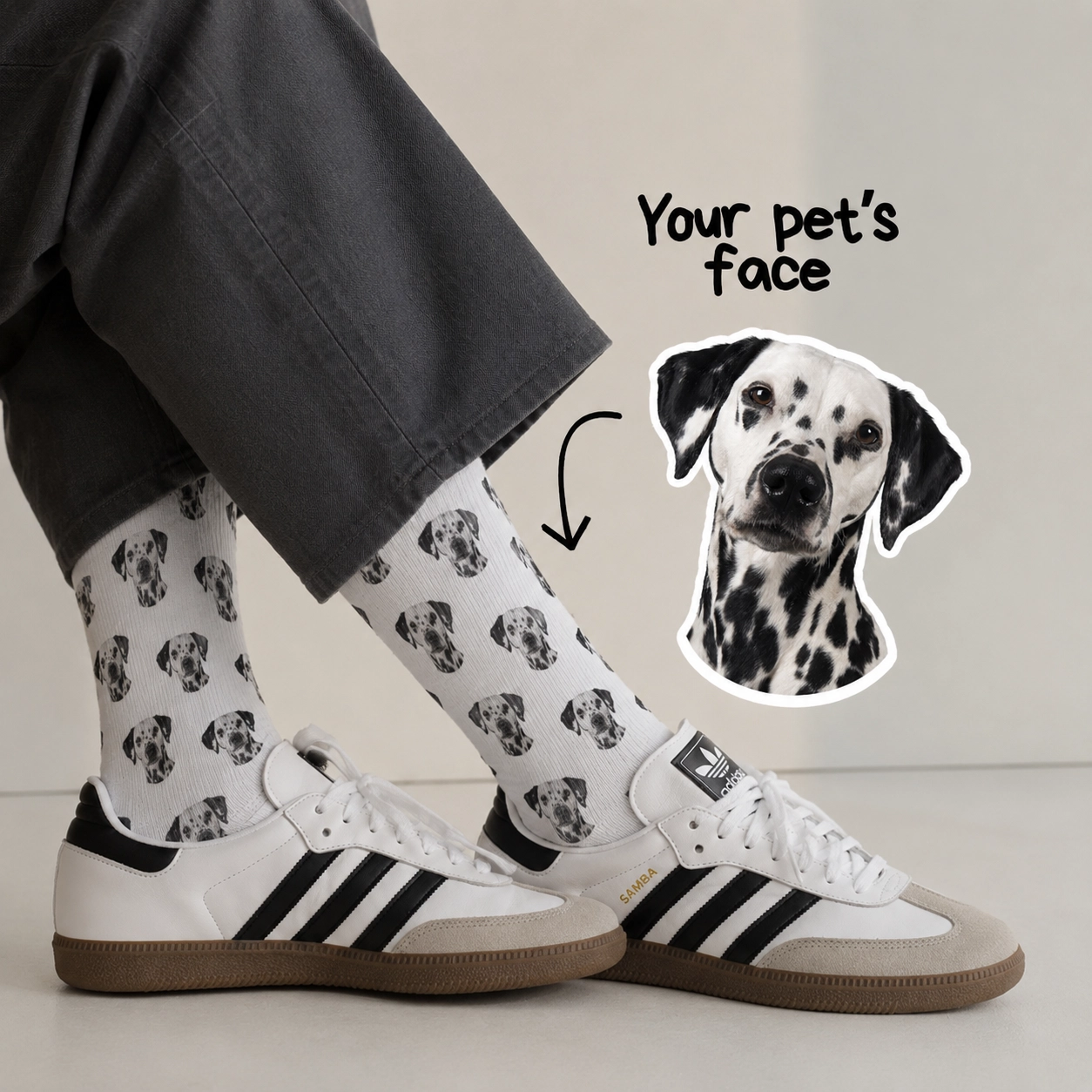 Fotografie Dalmatské Pattern Socks pro Online editování a osobní dárky